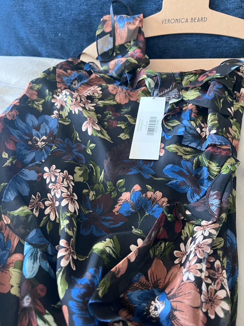 Veronica Beard Madeline Silk Maxi Dress NWT Black Multi Floral Size 8 - Picture 7 of 8